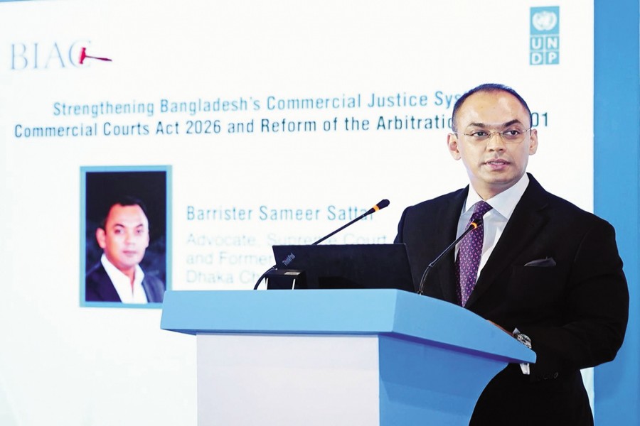 Md Sameer Sattar delivers a keynote address at a seminar titled "Strengthening Bangladesh's Commercial Justice System: Commercial Court Act and Reform of the Arbitration Act 2001" last week. He later spoke at length with The Financial Express in a sit-down interview, sharing his observations about the commercial legal landscape in Bangladesh and how the act can play a role in ensuring a business-friendly environment in the country for both local and foreign entrepreneurs.