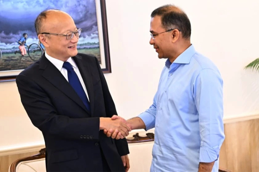 ADB President Masato Kanda meets Prime Minister Tarique Rahman on Monday morning. Photo: Via UNB