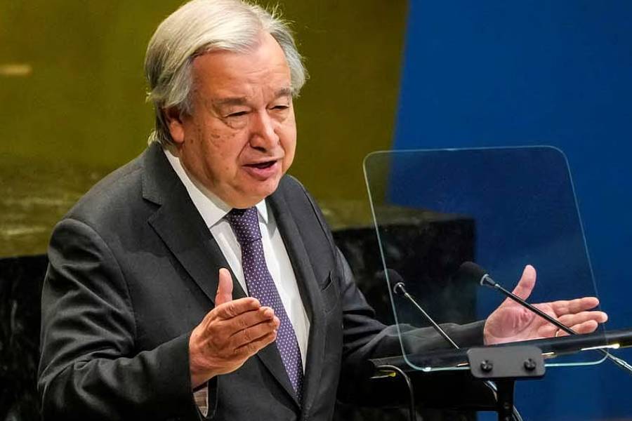 United Nations Secretary-General Antonio Guterres speaks to delegates during a meeting on Nuclear Non-Proliferation Treaty at UN headquarters in New York City, US, Apr 27, 2026.