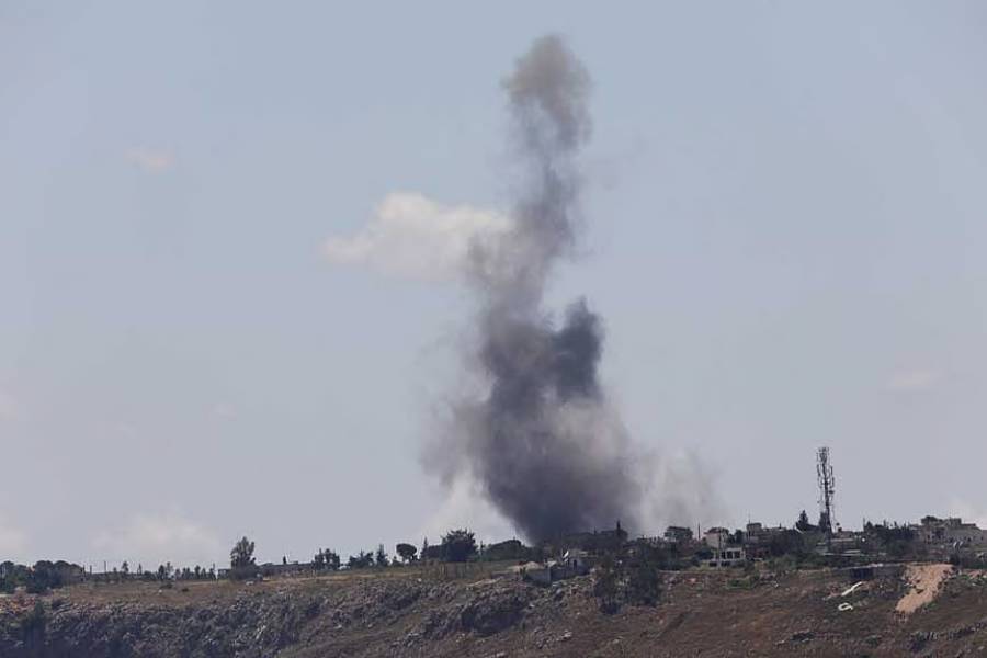 Smoke billows from southern Lebanon following strikes, as seen from Marjayoun, southern Lebanon, May 29, 2026.