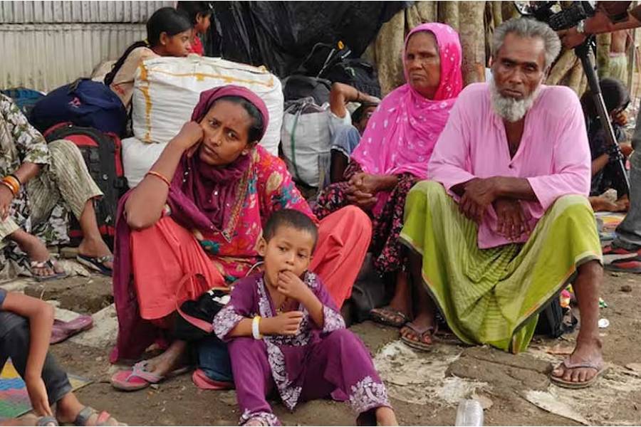This undated photo shows ‘illegal immigrants’ at the Hakimpur border checkpoint in West Bengal