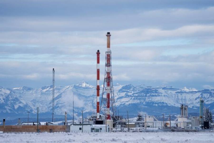 A view of the Wildcat Hills Gas Plant near Cochrane, Alberta, Canada, November 26, 2025.