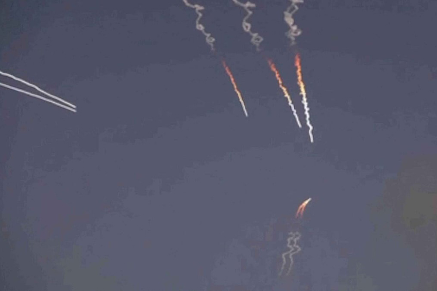Iranian missiles are launched, as Iran's Revolutionary Guards said they had carried out attacks against a US base in Jordan and 21 other targets in the Gulf on Wednesday in retaliation for American strikes around the Strait of Hormuz, from a location given as Tehran, Iran, released Jun 10, 2026, in this still image taken from a video. — WANA via Pool/via REUTERS