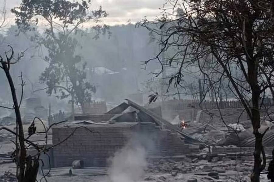 Representational photo: A view shows burnt houses in Kin Ma Village, Pauk Township, Magway Region, Myanmar Jun 16, 2021, in this picture obtained by Reuters from social media.