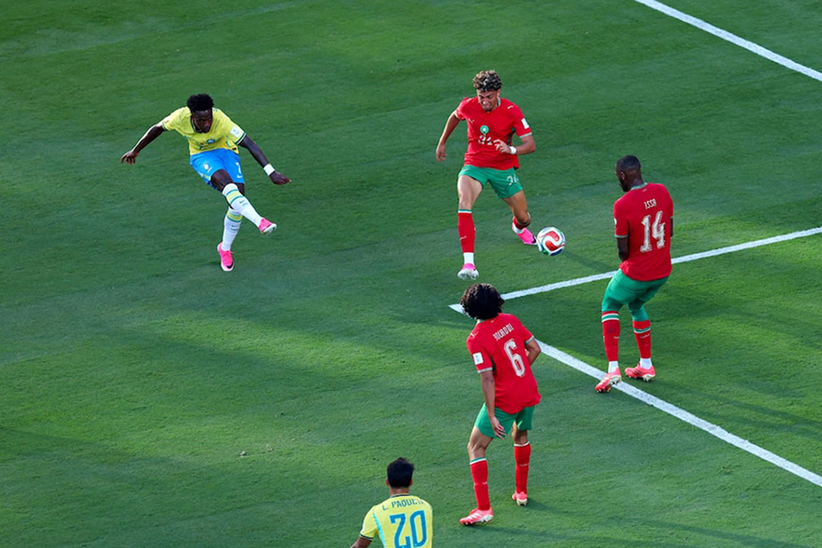 Brazil's Vinicius Junior shoots to score his side's first goal during the FIFA World Cup 2026 Group C match against Morocco at New York/New Jersey Stadium in East Rutherford, New Jersey, US, on June 13, 2026 — Reuters photo