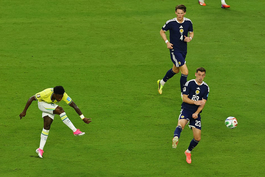 Brazil's Vinicius Junior shoots at goal during their FIFA World Cup 2026 Group C match against Scotland at Miami Stadium, Miami Gardens in Florida, US, on June 24, 2026 — Reuters photo