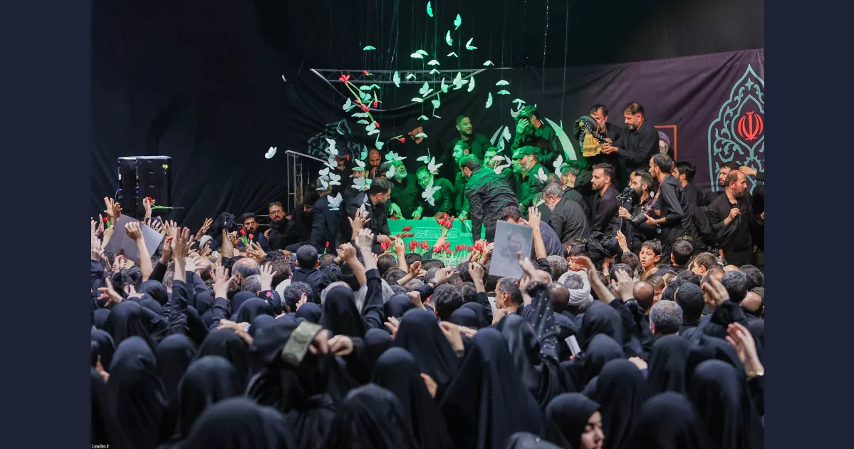 In this photo released by Iran's Supreme Leader's office, mourners gather around the coffin of Iran's Supreme Leader Ayatollah Ali Khamenei as it lies in a mourning hall adjacent to the Imam Khomeini Hussainiya within the Supreme Leader's compound before his funeral in Tehran, Iran, late Thursday, July 2, 2026. (Office of the Iranian Supreme Leader via AP)