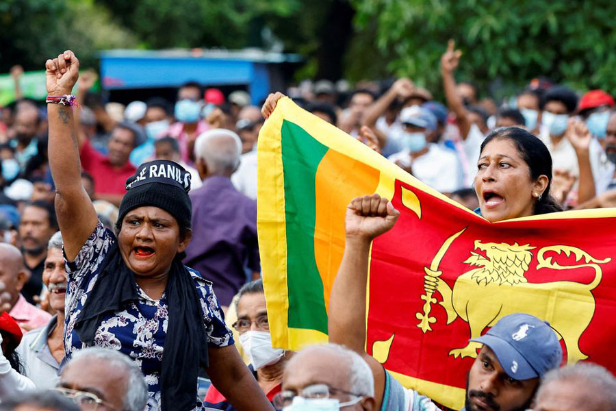 Protesters shout slogans at an anti-government rally, amid the country's economic crisis, in Colombo, Sri Lanka on August 6, 2022 — Reuters Photo