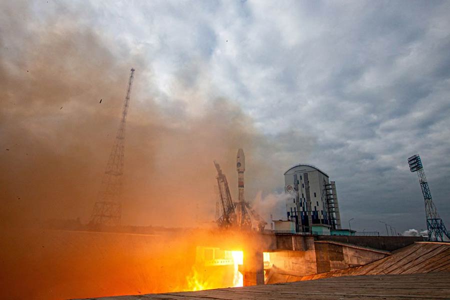 A Soyuz-2.1b rocket booster with a Fregat upper stage and the lunar landing spacecraft Luna-25 blasting off from a launch pad at the Vostochny Cosmodrome in the far eastern Amur region of Russia on Friday –Reuters photo
