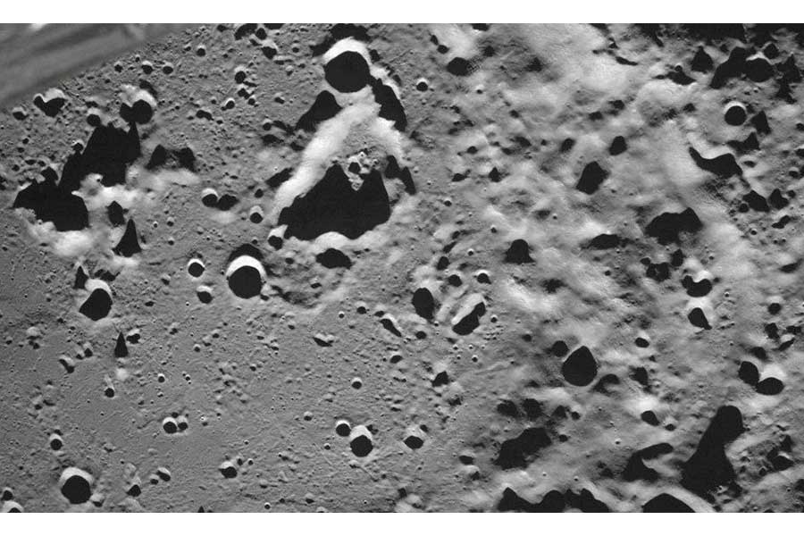 A picture taken from the camera of the lunar landing spacecraft Luna-25 showing the Zeeman crater located on the far side of the moon –Reuters