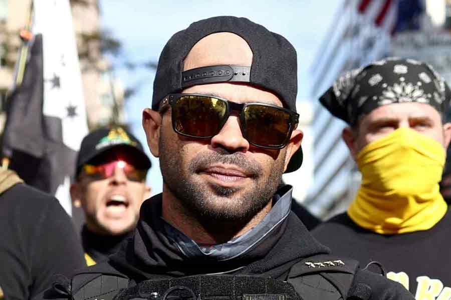 Members of the far-right Proud Boys, including leader Enrique Tarrio (C), attending in a rally in Washington on November 14 in 2020 in support of Donald Trump to protest against the results of the 2020 US presidential election –Reuters file photo