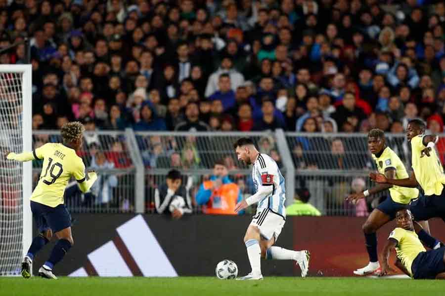 Argentina’s Lionel Messi in action during a match of South American Qualifiers of World Cup in Buenos Aires of Argentina on Thursday –Reuters photo