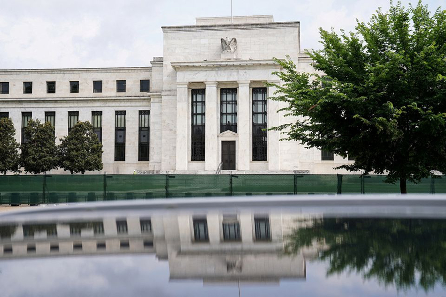 The exterior of the Marriner S. Eccles Federal Reserve Board Building is seen in Washington, D.C., US, June 14, 2022.