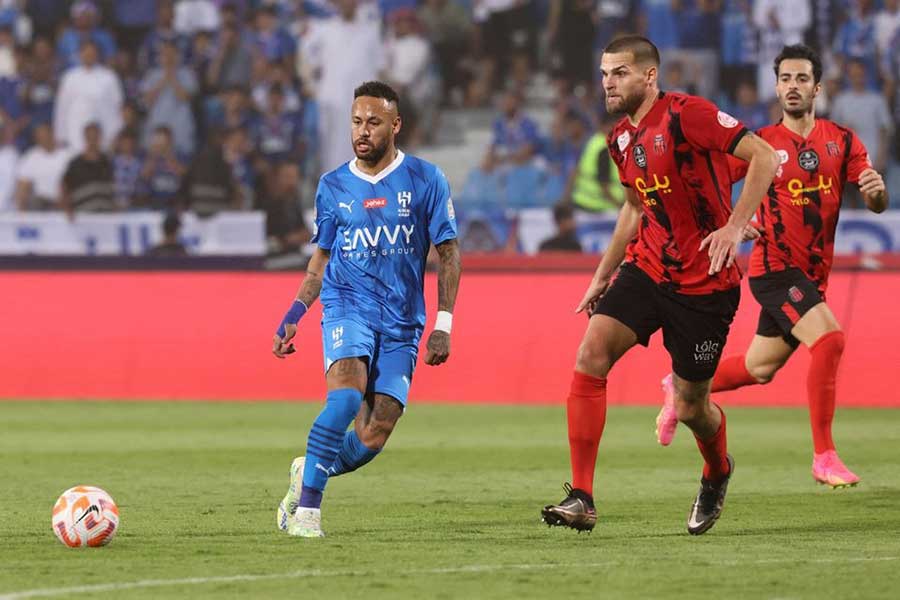 Al Hilal's Neymar in action during Saudi Pro League match against Al Riyadh at Prince Faisal bin Fahd Stadium in Riyadh on Friday –Reuters photo