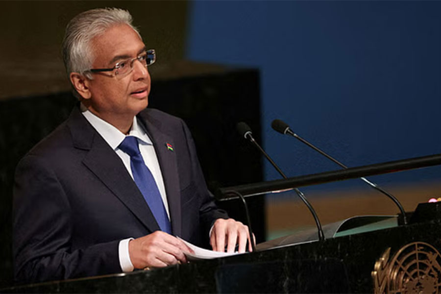 Mauritius Prime Minister Pravind Kumar Jugnauth addresses the 77th United Nations General Assembly at the UN headquarters, in New York City, New York, US, Sept 23, 2022.