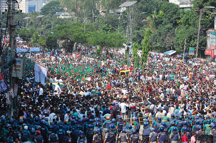 Jamaat-e-Islami organised a rally at Arambagh area in the capital on Saturday despite failing to secure police permission for the gathering