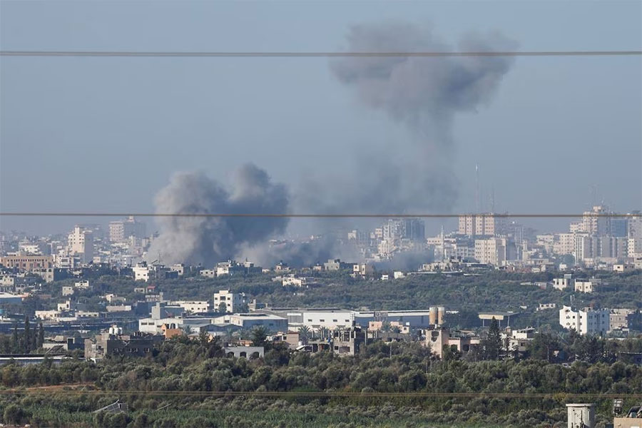 Smoke rises over Gaza, as seen from Israel's border with Gaza, in southern Israel October 30, 2023.