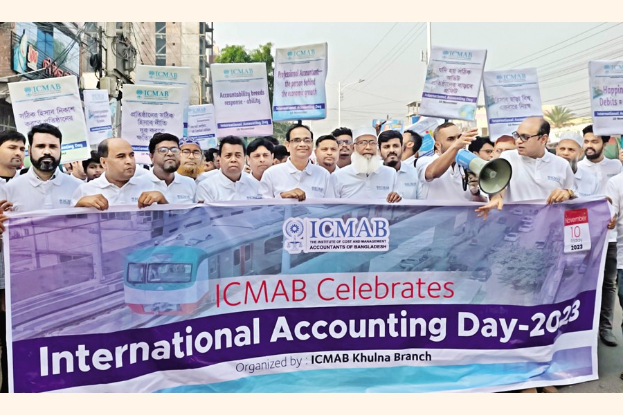 ICMAB's Khulna branch brought out a rally from CMA premises and marched to ShibBari in Khulna on Friday on the occasion of International Accounting Day.