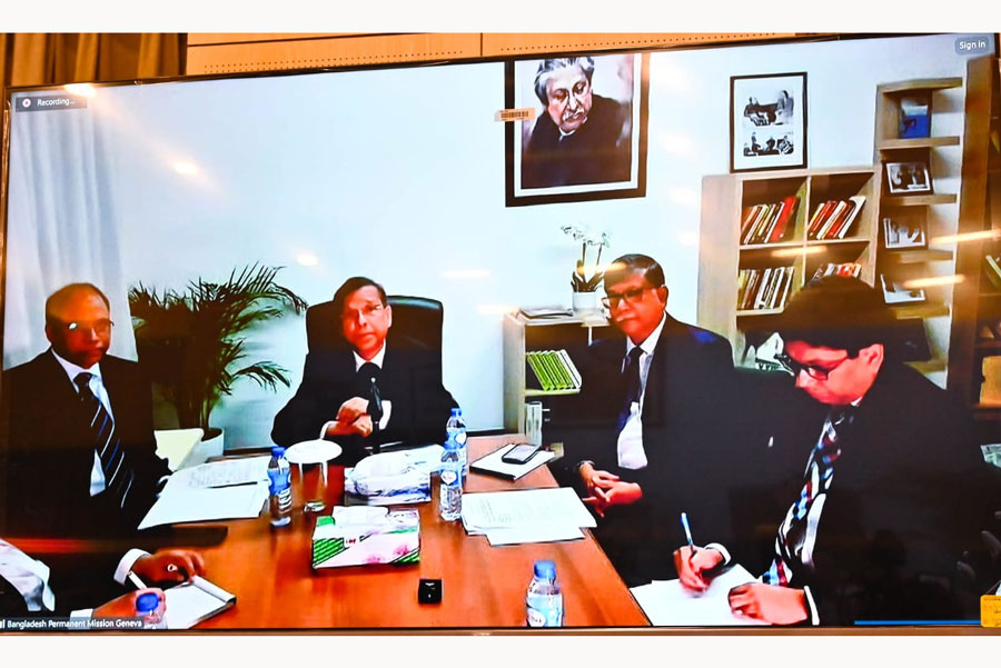 Law Minister Anisul Huq briefed reporters virtually from Geneva