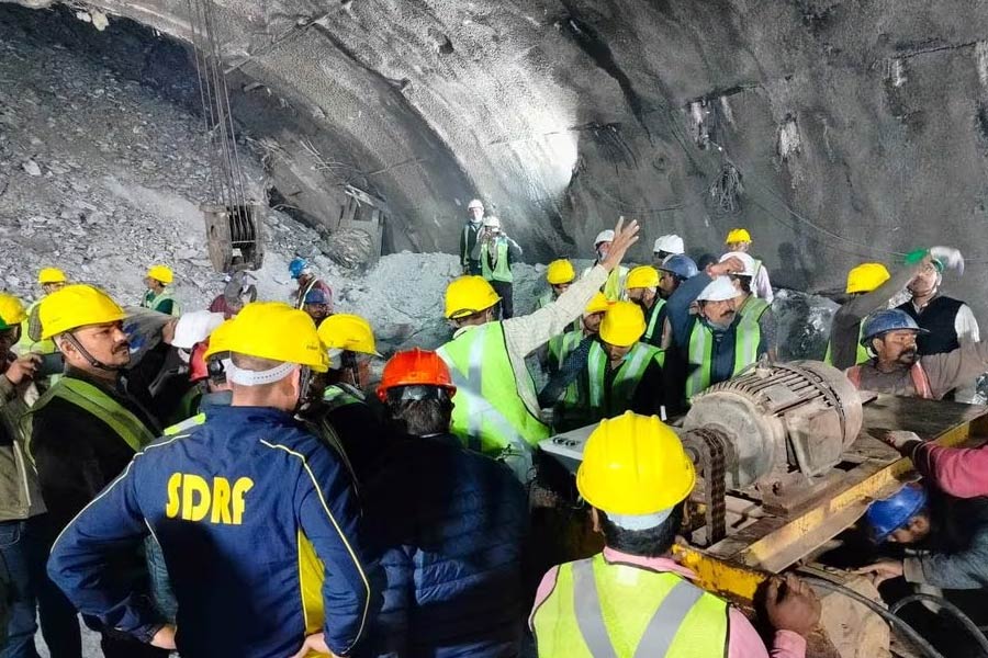 Members of rescue teams preparing to conduct a rescue operation after a portion of an under-construction tunnel collapsed in Uttarkashi in the northern state of Uttarakhand in India on Tuesday –Reuters photo