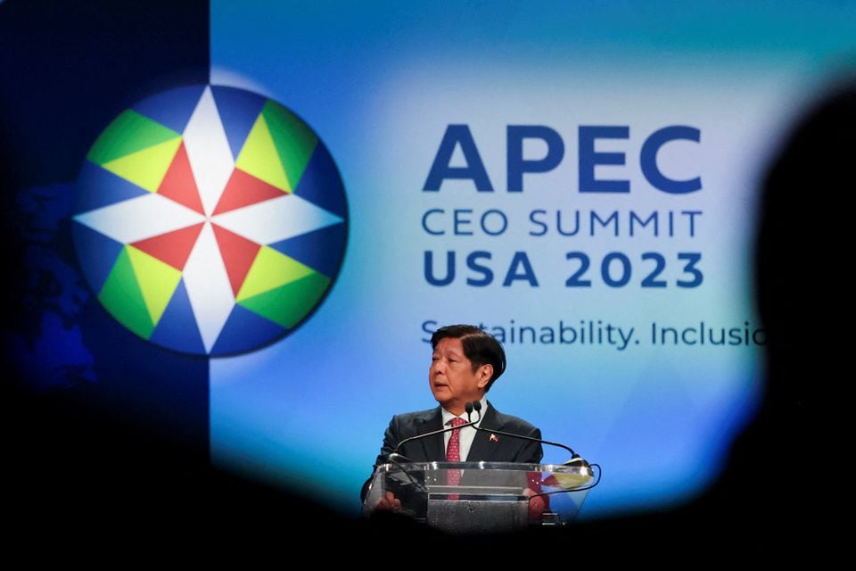 Ferdinand Marcos Jr. President of the Philippines speaks at the Asia-Pacific Economic Cooperation (APEC) CEO Summit in San Francisco, California, US, November 15, 2023. REUTERS/Carlos Barria
