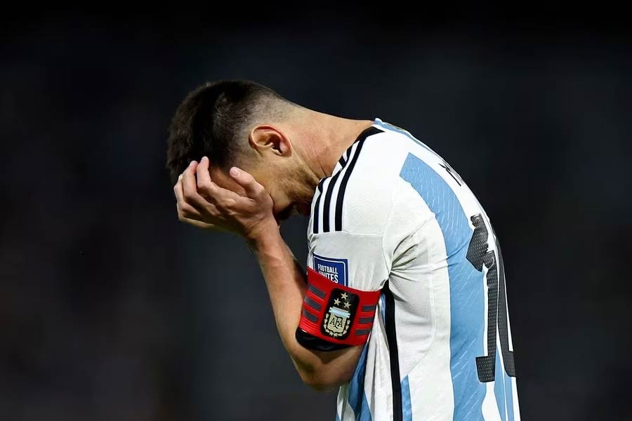 Argentina’s Lionel Messi reacts after losing World Cup South American Qualifiers match against Uruguay at Buenos Aires in Argentina on Thursday –Reuters photo