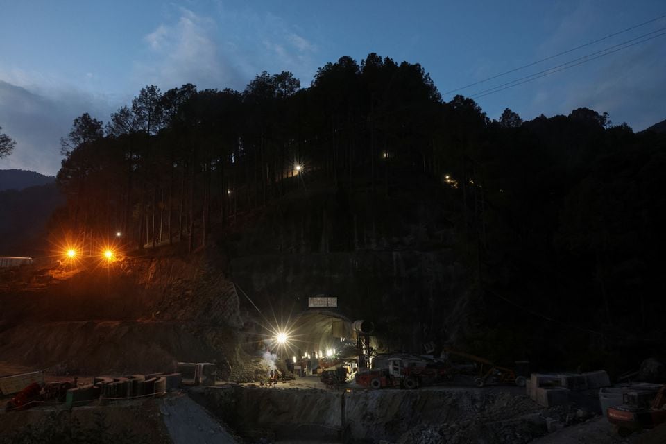 Rescue operations continue as evening approaches, where workers got trapped in a tunnel construction collapse in Uttarkashi, northern state of Uttarakhand, India, November 27, 2023. REUTERS/Francis Mascarenhas/File photo