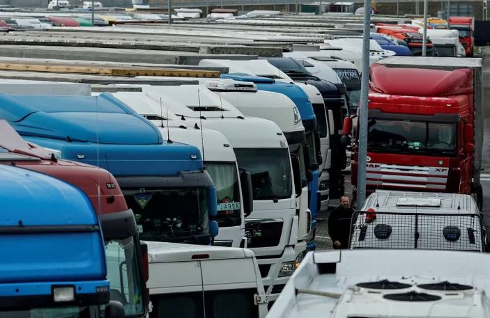 Ukrainian trucks are seen near the Poland-Ukraine border, near the village of Korczowa, Poland November 19, 2023. REUTERS/Yan Dobronosov/File Photo