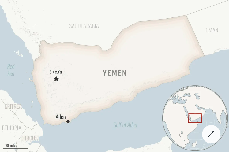 This is a locator map for Yemen with its capital, Sanaa. (AP Photo) (ASSOCIATED PRESS)