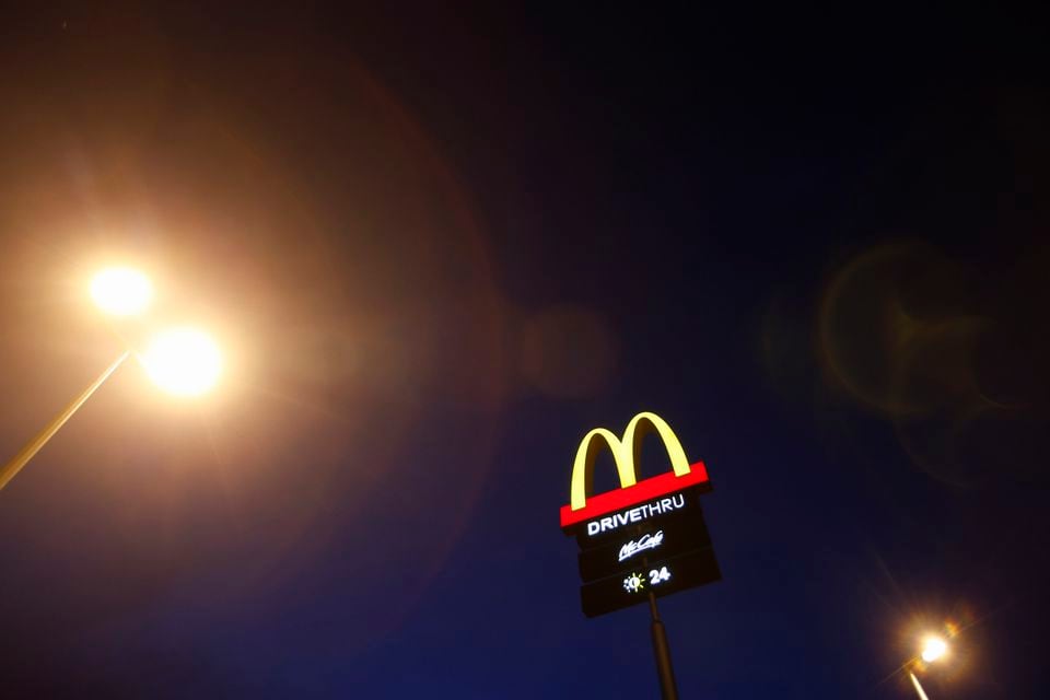 The corporate logo of McDonald's Corp fast food chain is seen on display in the Malaysian town of Pekan May 4, 2013. REUTERS/Bazuki Muhammad