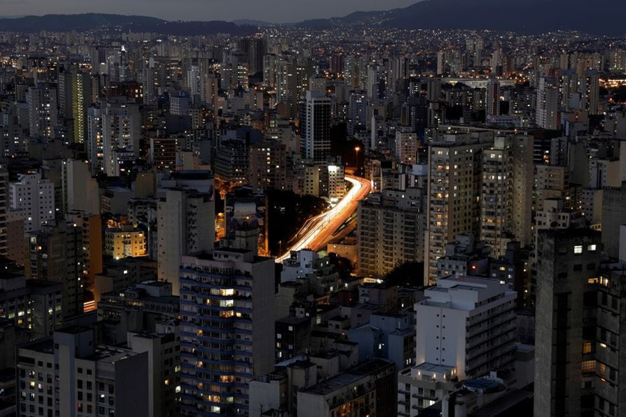 A general view shows buildings and cars driving down a main avenue in downtown Sao Paulo, Brazil, February 1, 2018.