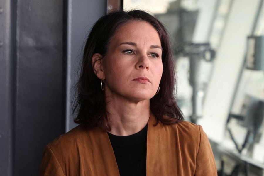 German Foreign Minister Annalena Baerbock attends a press conference on a German UNIFIL ship inside Beirut port, Lebanon January 10, 2024.