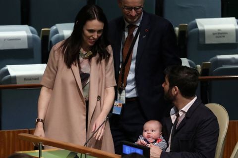 New Zealand Prime Minister Jacinda Ardern walks back to her baby Neve and partner Clarke Gayford, after speaking at the Nelson Mandela Peace Summit during the 73rd United Nations General Assembly in New York City, New York, U.S., September 24, 2018. Picture taken September 24, 2018. REUTERS/Carlo Allegri/File Photo