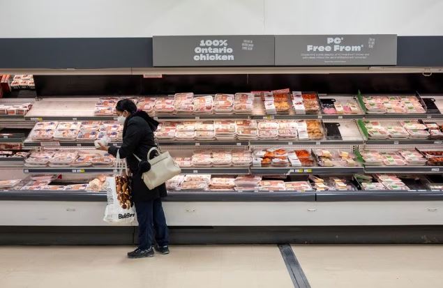 A person shops in the poultry section at a grocery store in Toronto, Ontario, Canada November 22, 2022. REUTERS/Carlos Osorio/File Photo