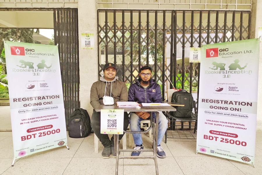 A registration booth of Rookie's Inception 3.0 at Dhaka University