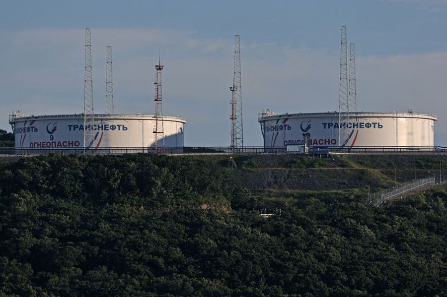 A view shows oil tanks of Transneft oil pipeline operator at the crude oil terminal Kozmino on the shore of Nakhodka Bay near the port city of Nakhodka, Russia August 12, 2022.