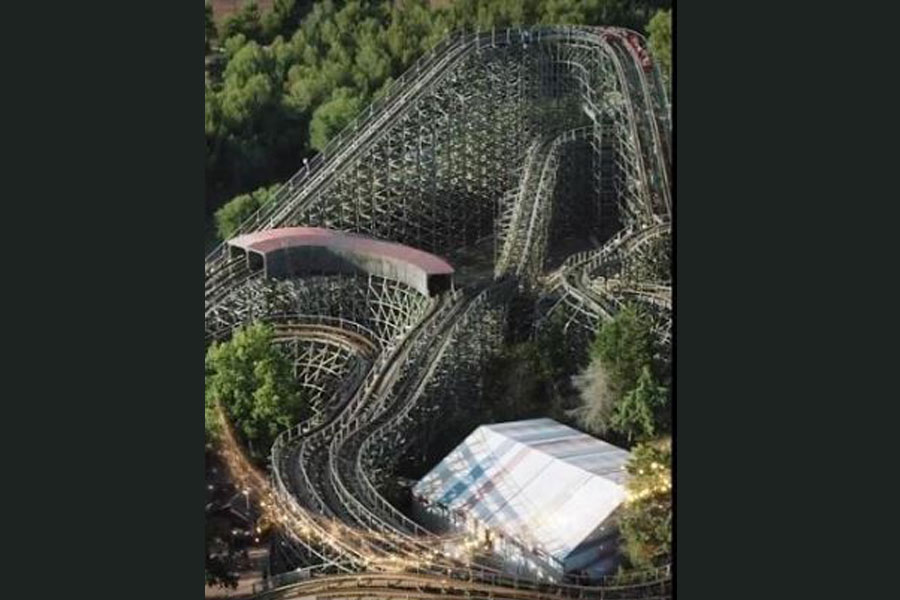 Screenshot of Tomahawk roller coaster from PortAventura Facebook reel