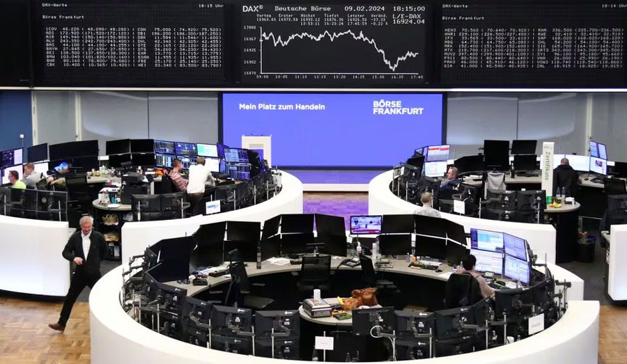 The German share price index DAX graph is pictured at the stock exchange in Frankfurt, Germany, February 9, 2024.