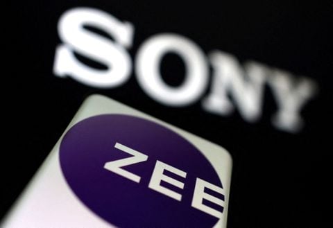 Zee Entertainment and SONY logos are displayed in this illustration taken, September 1, 2022. REUTERS/Dado Ruvic/Illustration/File Photo