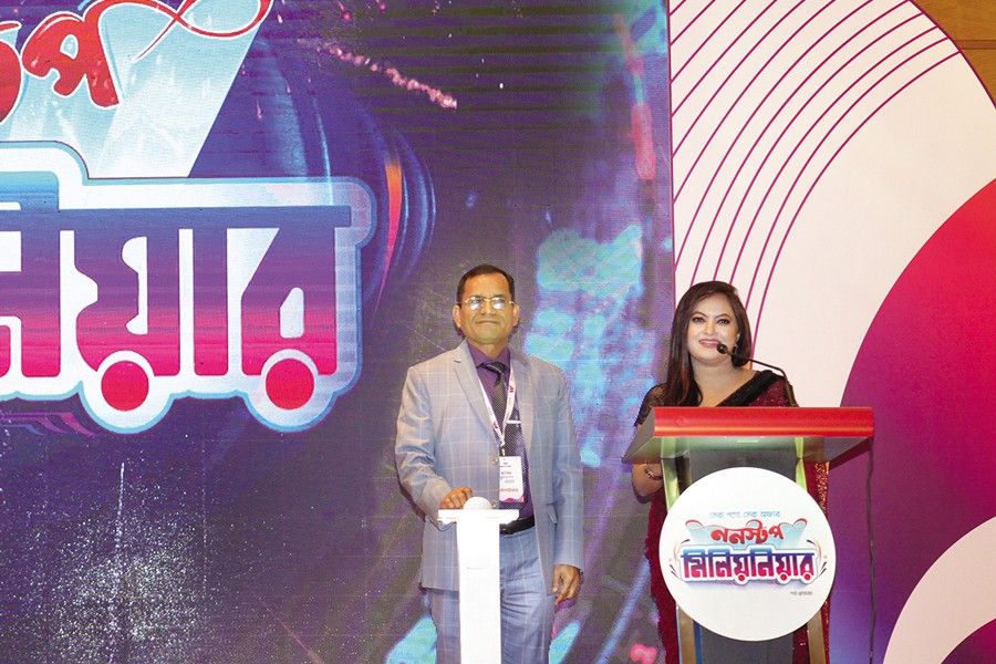 Walton Hi-Tech's Additional Managing Director Nazrul Islam Sarker unveils the logo of 'Walton Digital Campaign Season-20 in the city on Thursday.