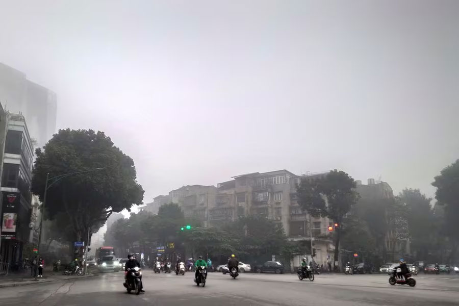 A view of traffic amid air pollution in Hanoi, Vietnam, February 2, 2024.