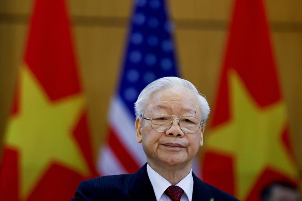Vietnam's Communist Party General Secretary Nguyen Phu Trong attends a joint statement with U.S. President Joe Biden at the Communist Party of Vietnam Headquarters in Hanoi, Vietnam, September 10, 2023. REUTERS/Evelyn Hockstein/File photo