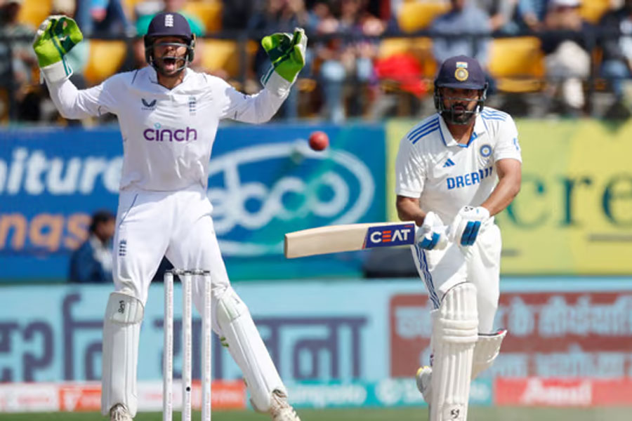 Cricket - Fifth Test - India v England - Himachal Pradesh Cricket Association Stadium, Dharamshala, India - March 8, 2024 India's Rohit Sharma in action Reuters/Adnan Abidi