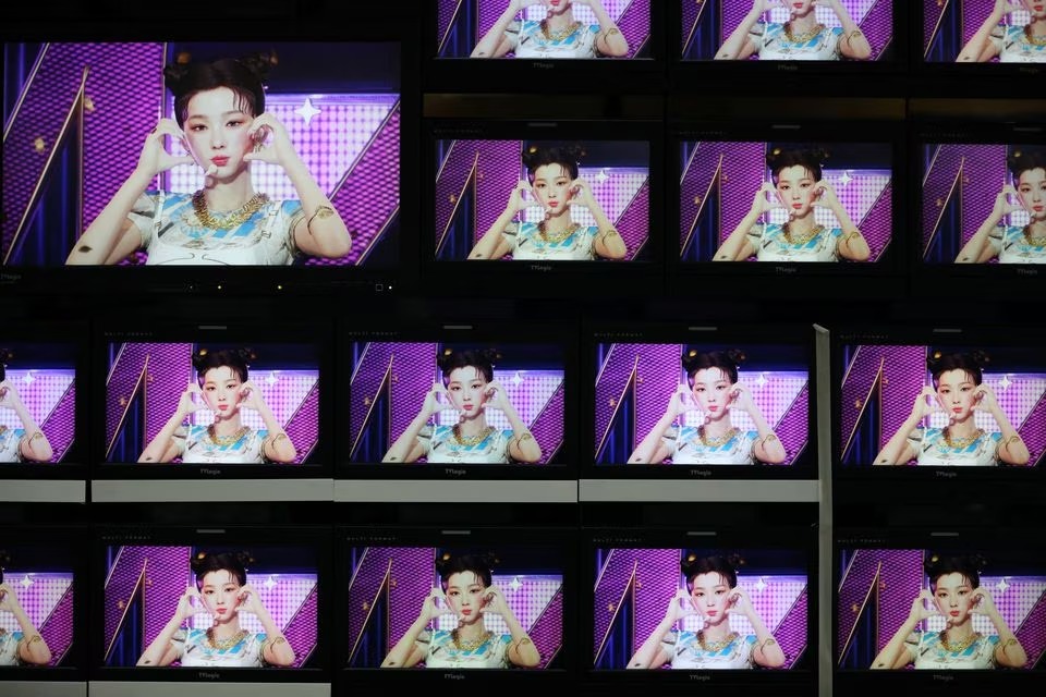 Footages of virtual girl group MAVE is played at the control room of MBC in Seoul, South Korea on February 28, 2023 — Reuters photo