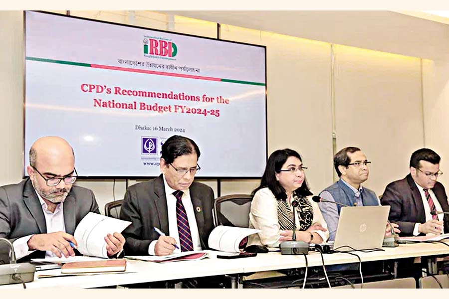 The Centre for Policy Dialogue (CPD) hosted a press conference on the upcoming national budget for the fiscal year 2024-2025 at the CPD head office in the city on Saturday. Story on page 1 — Focus Bangla