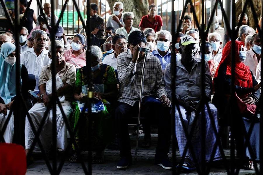 Patients waiting for doctors at a hospital in Colombo during the general strike on Wednesday –Reuters photo