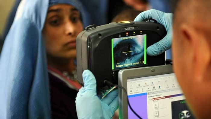 File Photo: Afghan woman's iris in the waiting area of the Egyptian Hospital at Bagram Airfield, Afghanistan, on Apr 16, 2012, as medical teams use biometrics to identify and track the records for all incoming patients by scanning their iris and fingerprints and then inputting the information into a database.