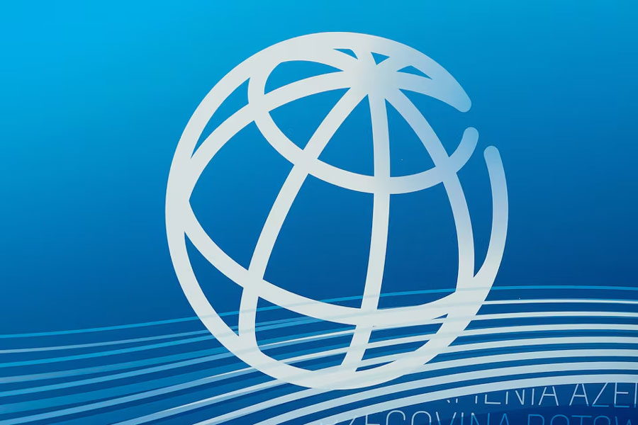 The World Bank logo is seen at the 2023 Spring Meetings of the World Bank Group and the International Monetary Fund in Washington, US, April 13, 2023