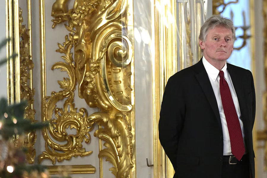 Kremlin spokesman Dmitry Peskov looks on during a visit of CIS heads of state to the Catherine Palace at the Tsarskoye Selo State Museum and Reserve in Saint Petersburg, Russia December 26, 2023.