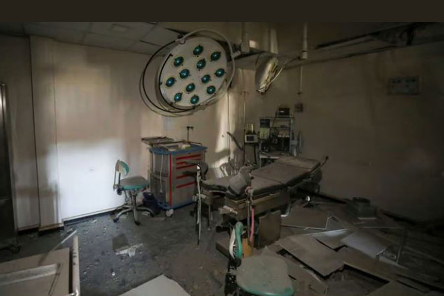Rubble lies on the floor at Al Basma IVF Centre, Gaza's largest fertility clinic which was struck by an Israeli shell during the ongoing conflict between Israel and the Palestinian Islamist group Hamas, in Gaza City, April 2, 2024. REUTERS/Dawoud Abu Alkas